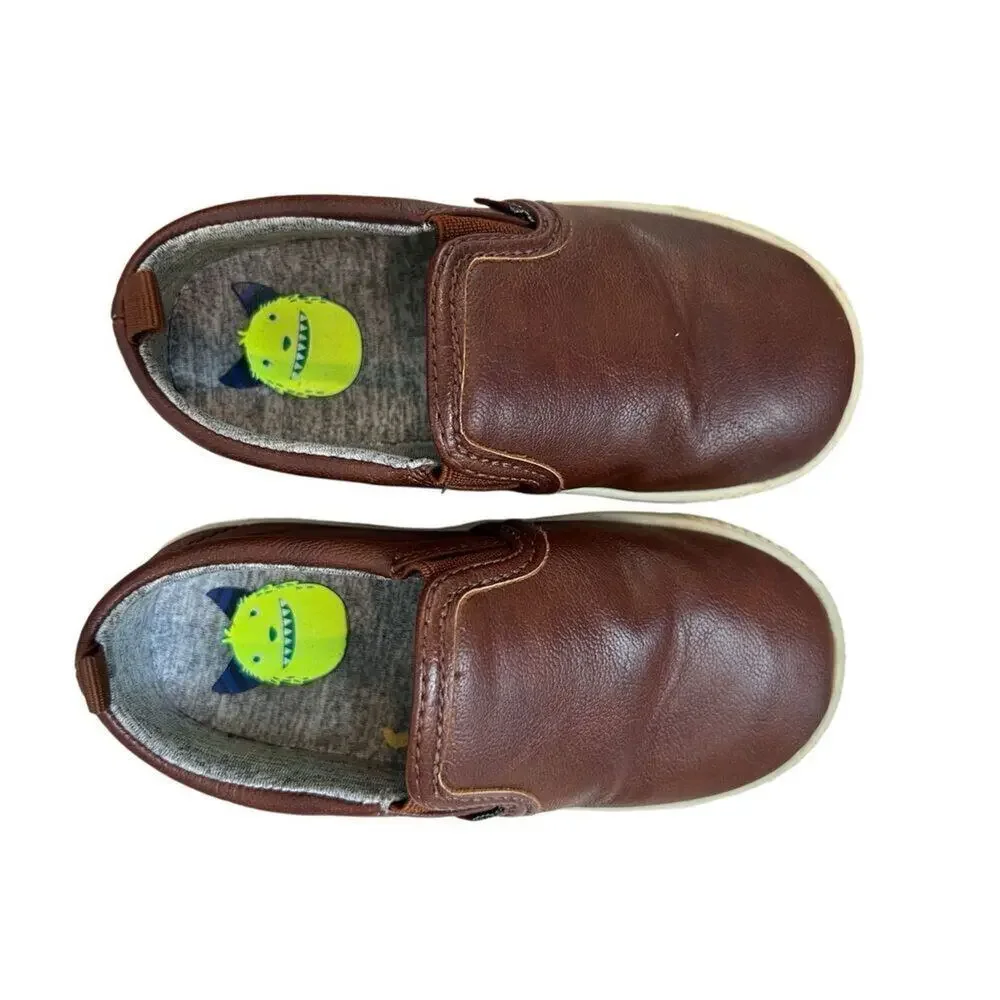 Carter's Unisex Monster Slip On Shoe Ricky Sneaker Brown Toddler 8M Faux Leather